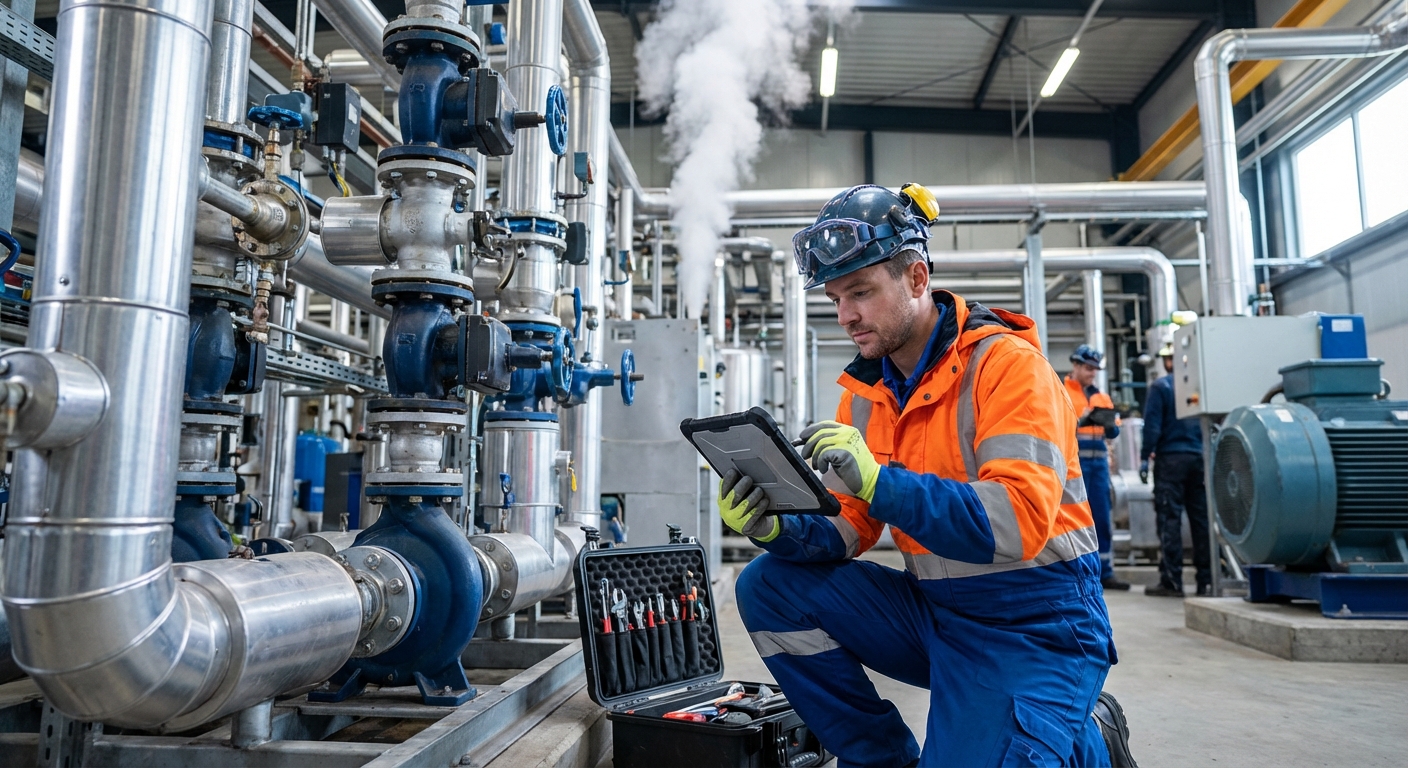 Worker scanning barcodes on boxes in warehouse